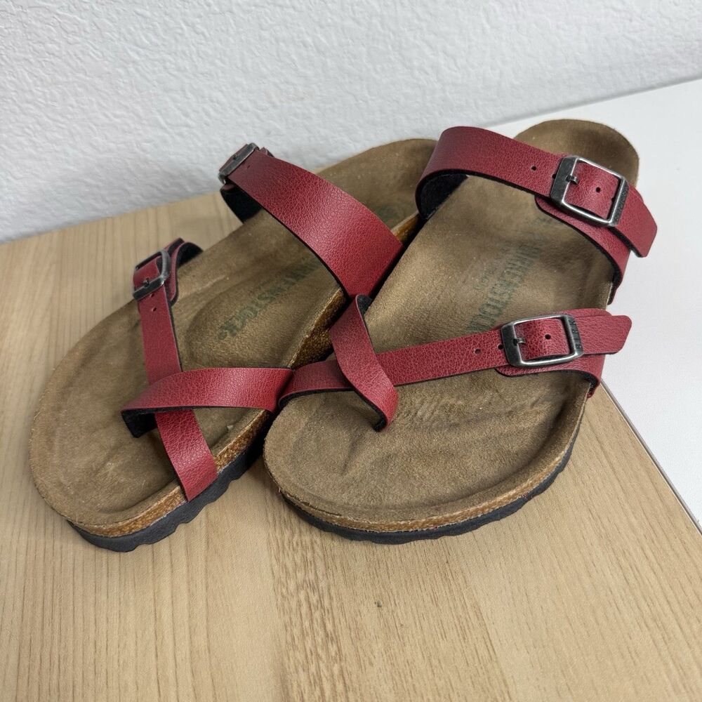 Birkenstock Mayari Bordeaux Red Birko-Flor Sandals Women's Sz 36 6 6.5